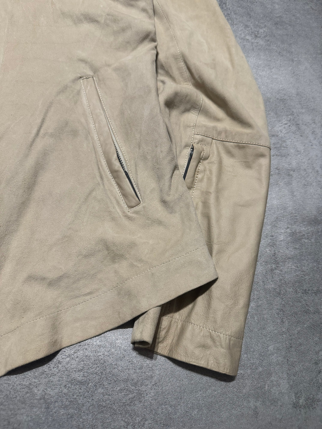 SS2013 Emporio Armani Beige Asymmetrical Suede Leather Jacket (M/L) - 8