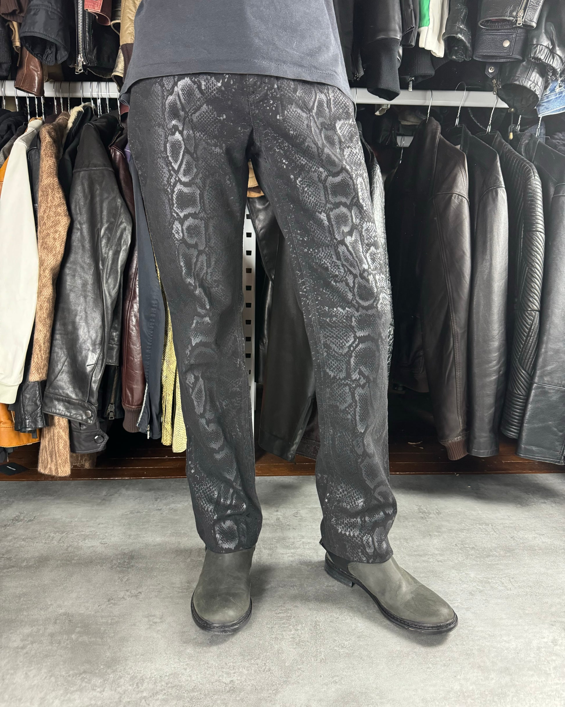 AW1999 Roberto Cavalli Black Serpent Python Pants (M) - 2