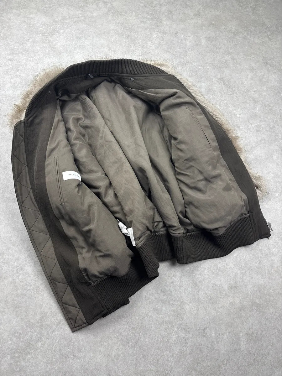 2010s Helmut Lang Olive Faux Fur Panel Bomber Jacket DuGPqGUA 6