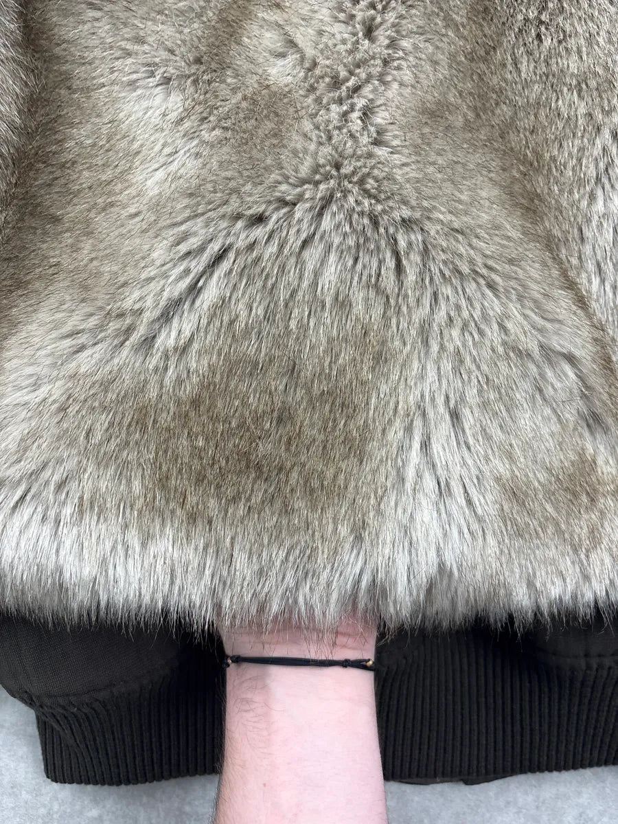 2010s Helmut Lang Olive Faux Fur Panel Bomber Jacket DuGPqGUA 9