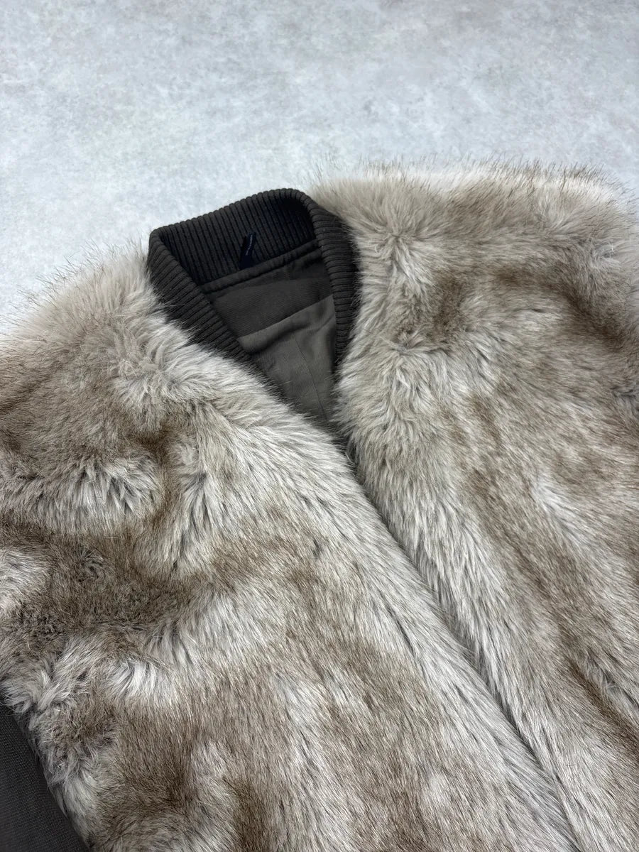 2010s Helmut Lang Olive Faux Fur Panel Bomber Jacket DuGPqGUA 4