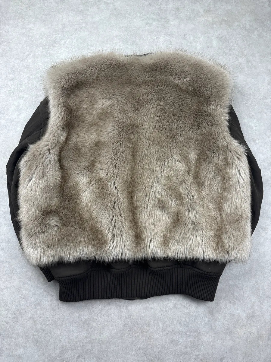 2010s Helmut Lang Olive Faux Fur Panel Bomber Jacket DuGPqGUA 5