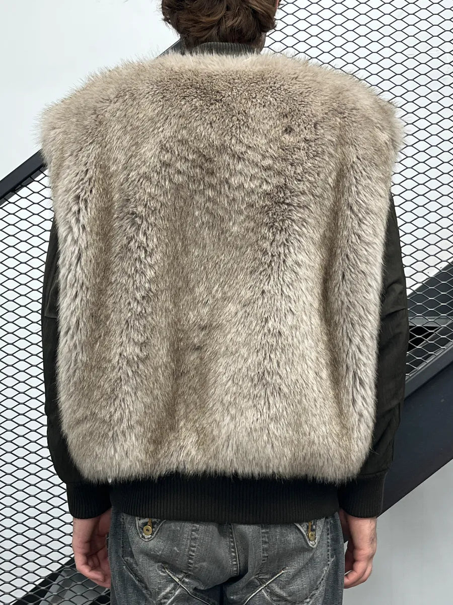 2010s Helmut Lang Olive Faux Fur Panel Bomber Jacket DuGPqGUA 2