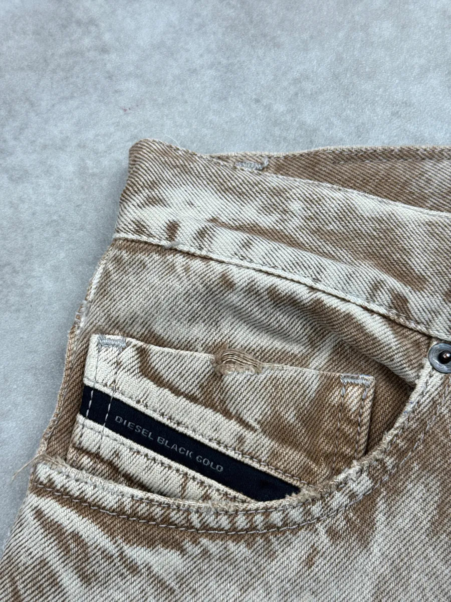 Diesel Sand Beige & Brown Faded Denim Distressed Bleached Jeans DvVyQQUa 7