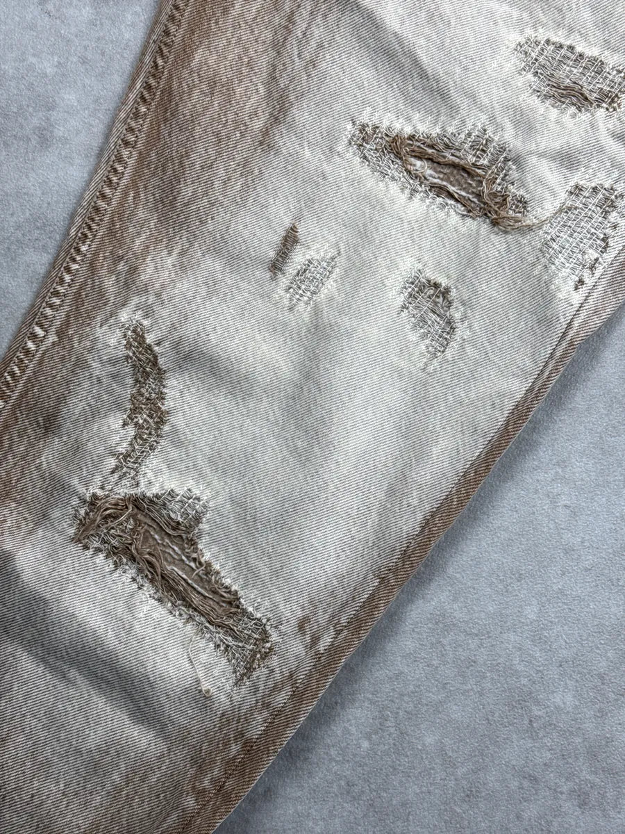Diesel Sand Beige & Brown Faded Denim Distressed Bleached Jeans DvVyQQUa 9