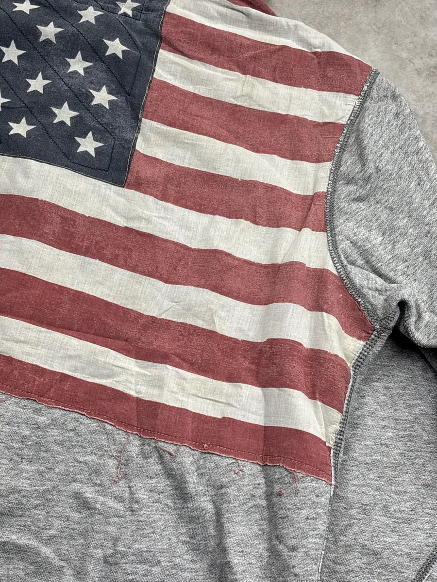 2010s Ralph Lauren Denim & Supply Grey American Flag Zip-Up Hoodie DxlUszAo 6