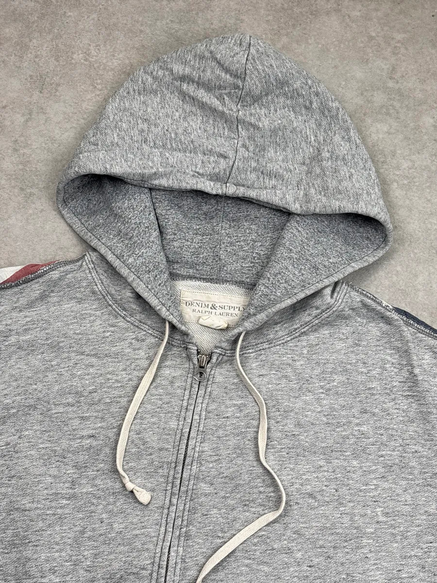 2010s Ralph Lauren Denim & Supply Grey American Flag Zip-Up Hoodie DxlUszAo 7