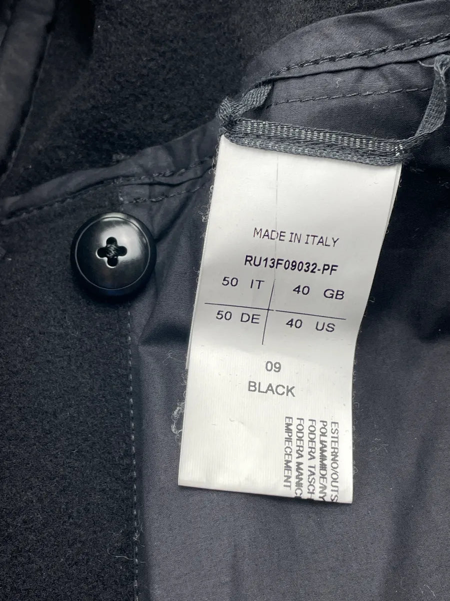 AW2013 Rick Owens Black Wool Asymmetric Funnel Neck Long Coat DyCVeUYr 12