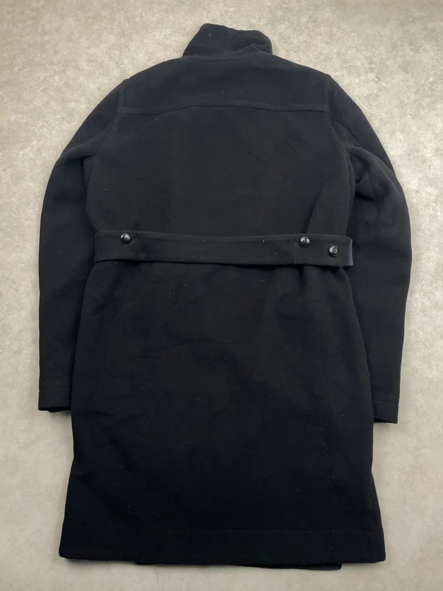 AW2013 Rick Owens Black Wool Asymmetric Funnel Neck Long Coat DyCVeUYr 3