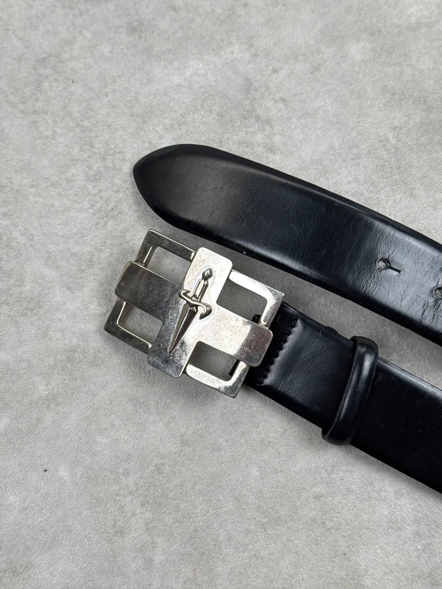 Cesare Paciotti Black Leather Dagger Buckle Belt DzgaWZBF 3