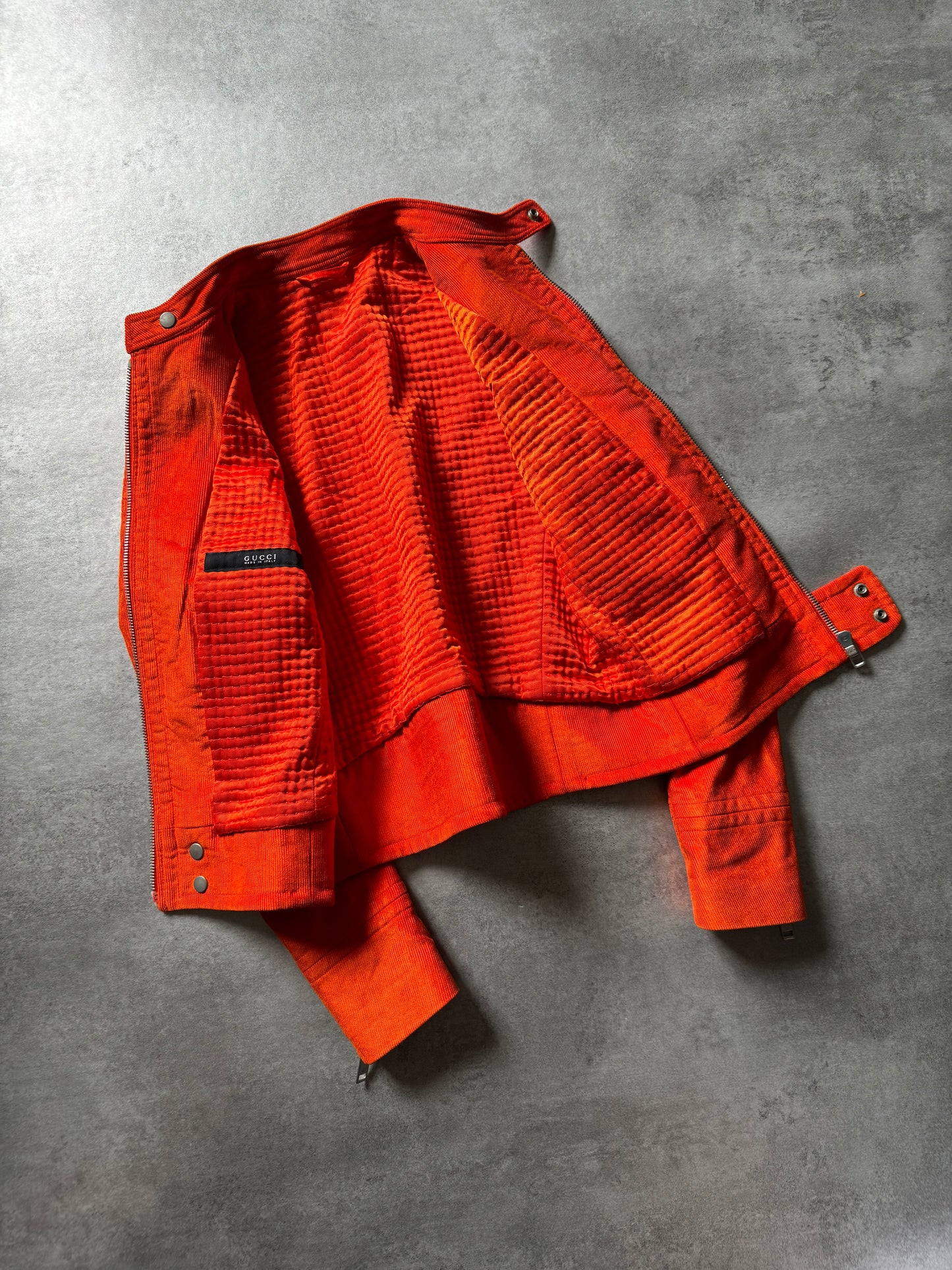 FW1999 Gucci Orange Biker Jacket by Tom Ford (S) - 3