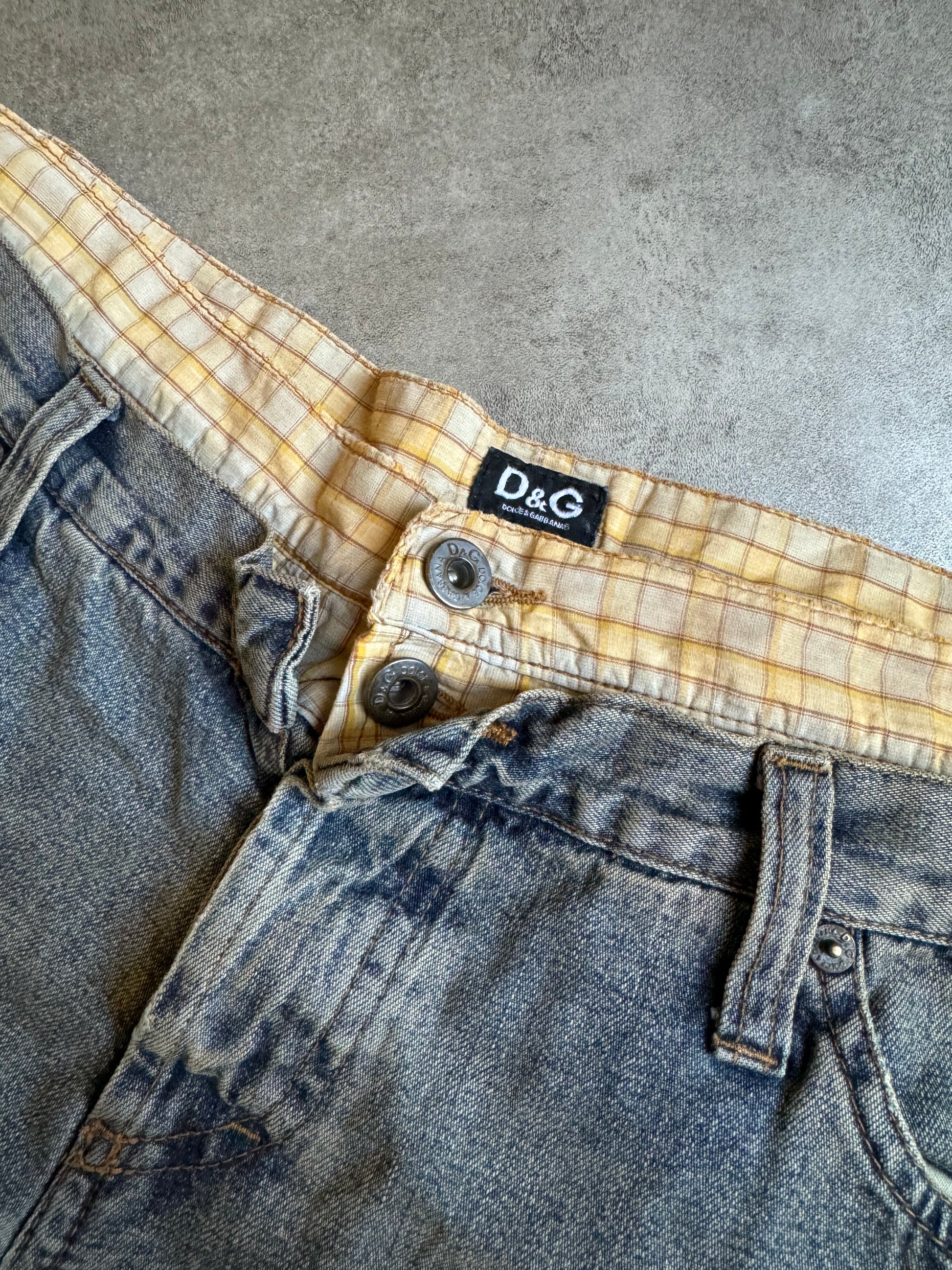 SS2004 Dolce & Gabbana Double Waisted Cargo Denim Pants (XL) - 7