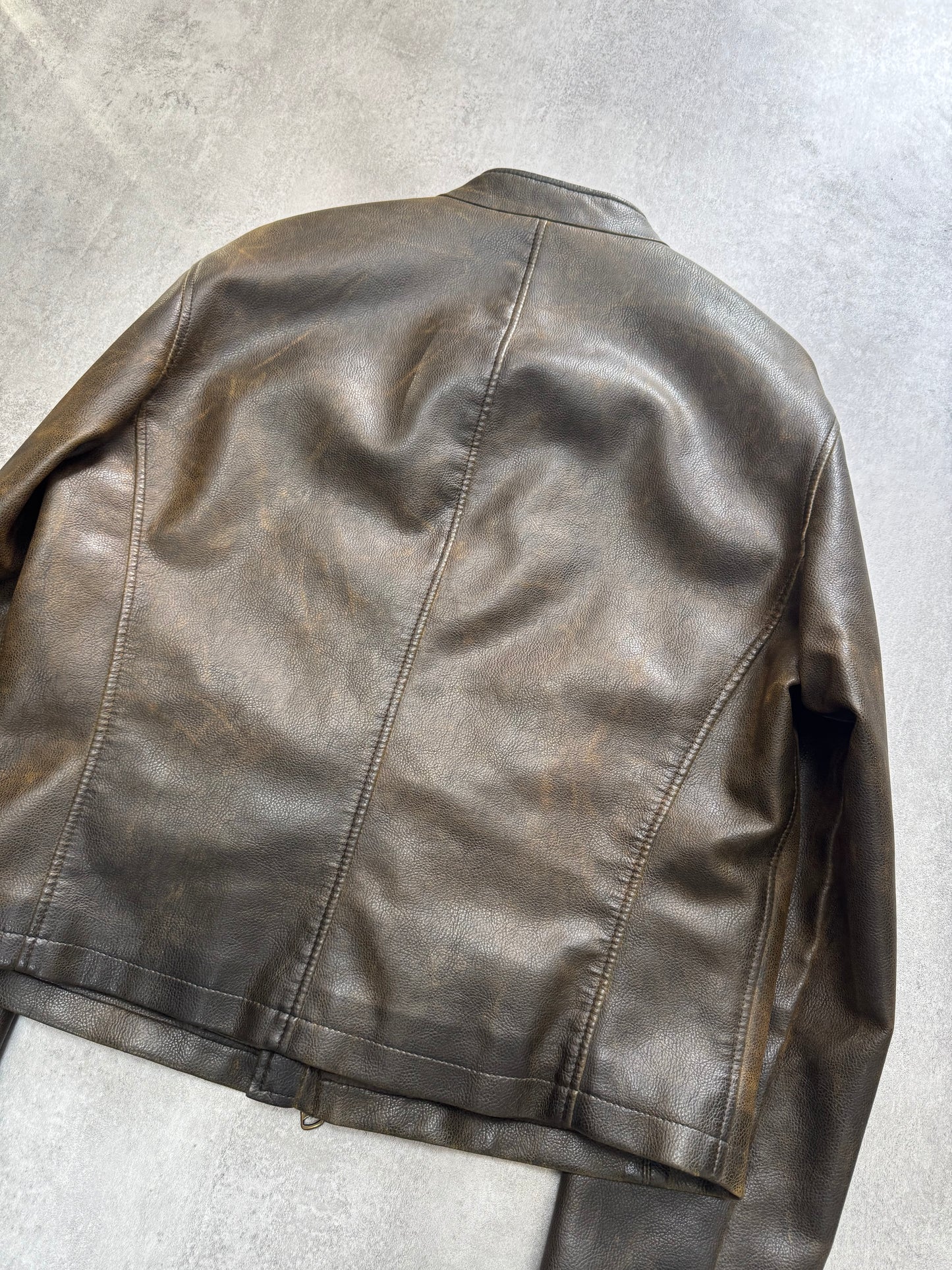 2000s Armani Biker Relief Leather Jacket (M/L)