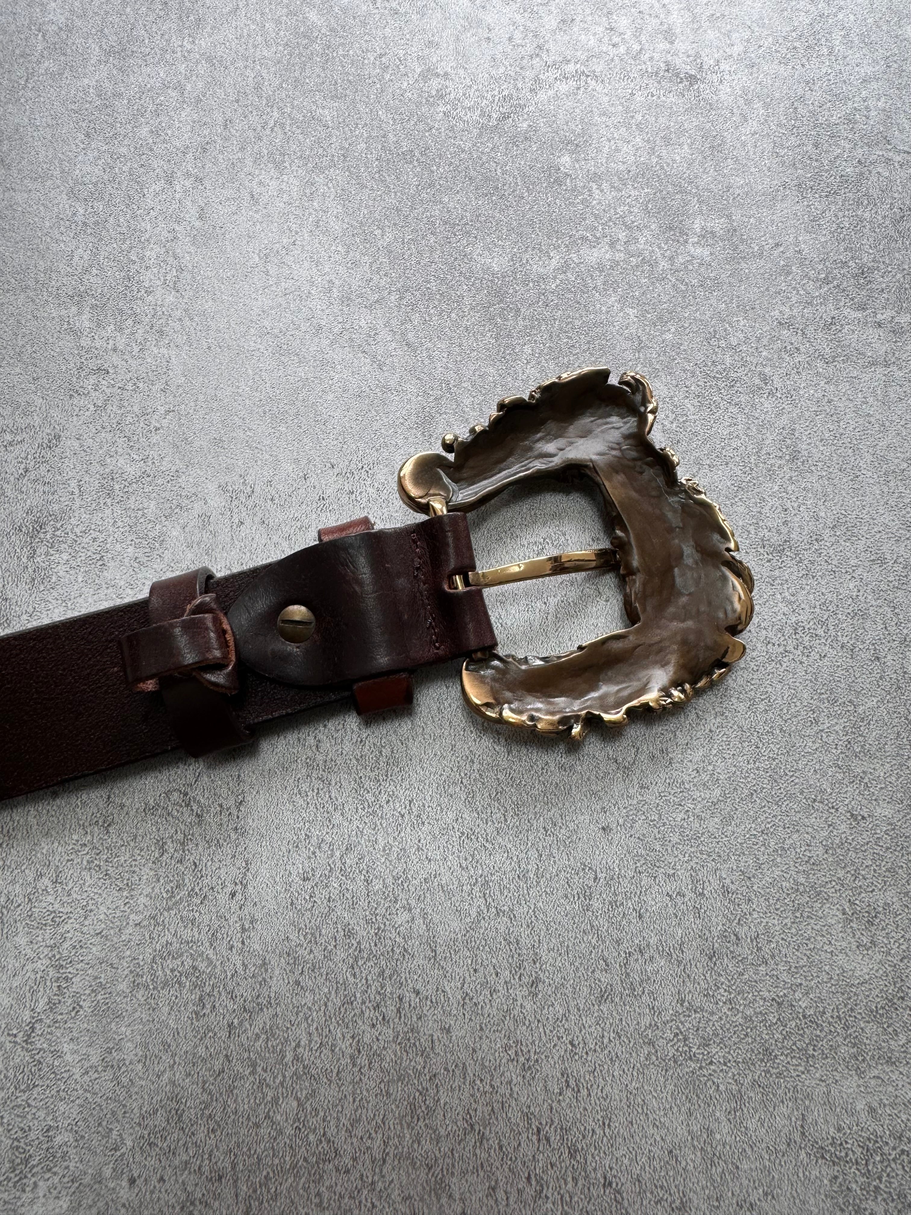 Cavalli Class Molding Buckle Leather Belt