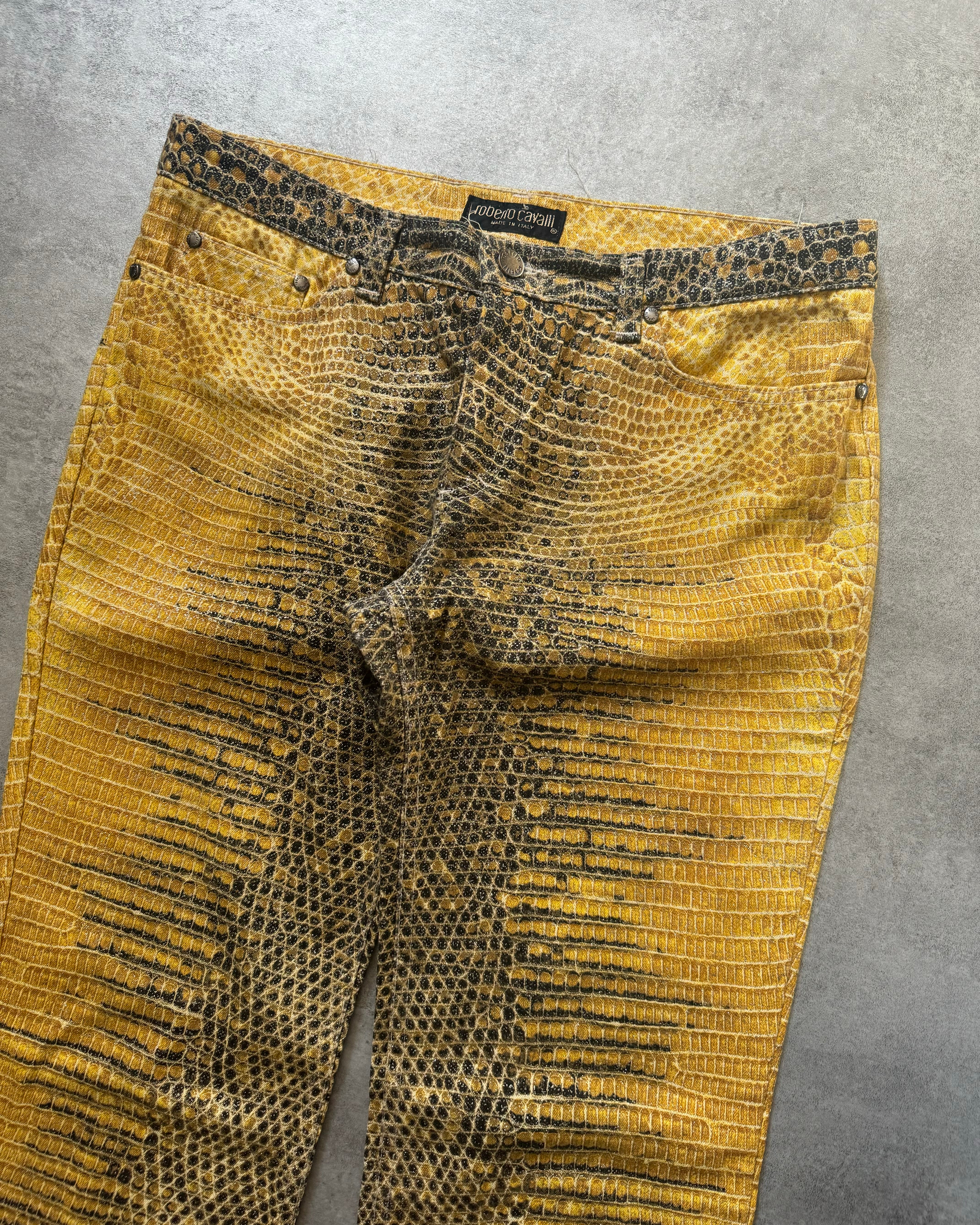 1990s Roberto Cavalli Bees Yellow Scales Pants (M) – Dolce Vita Hub
