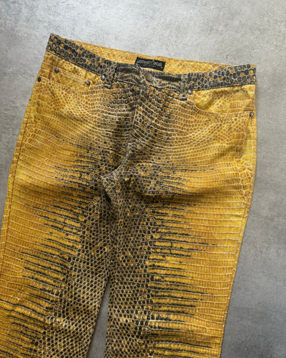 1990s Roberto Cavalli Bees Yellow Scales Pants (M)