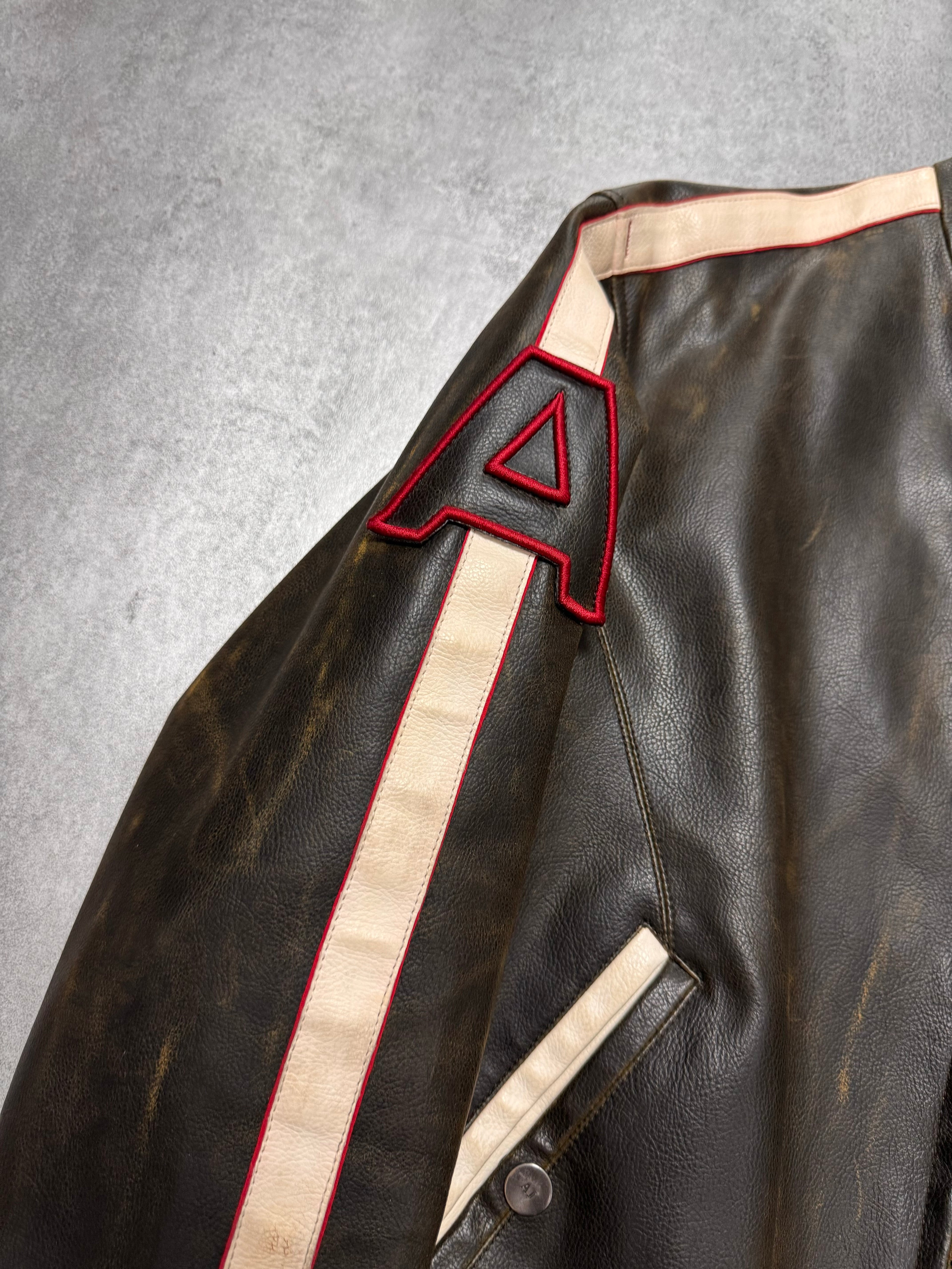2000s Armani Biker Relief Leather Jacket