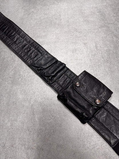 2000s Dolce & Gabbana Cargo Black Leather Butonned Belt (OS)