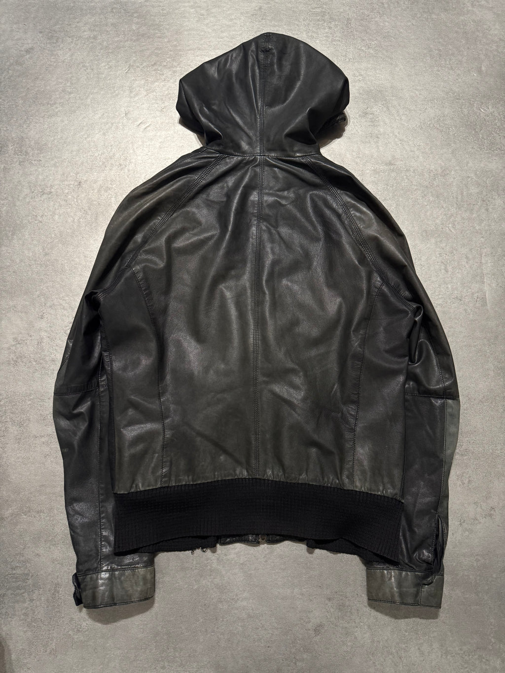 SS2008 Emporio Armani Hooded Faded Leather Black Jacket – Dolce 