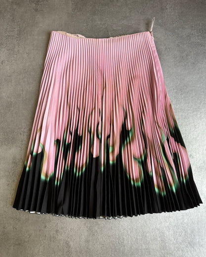 SS2012 Prada Pleated Flame Skirt Pink Black & Green (S) - 10