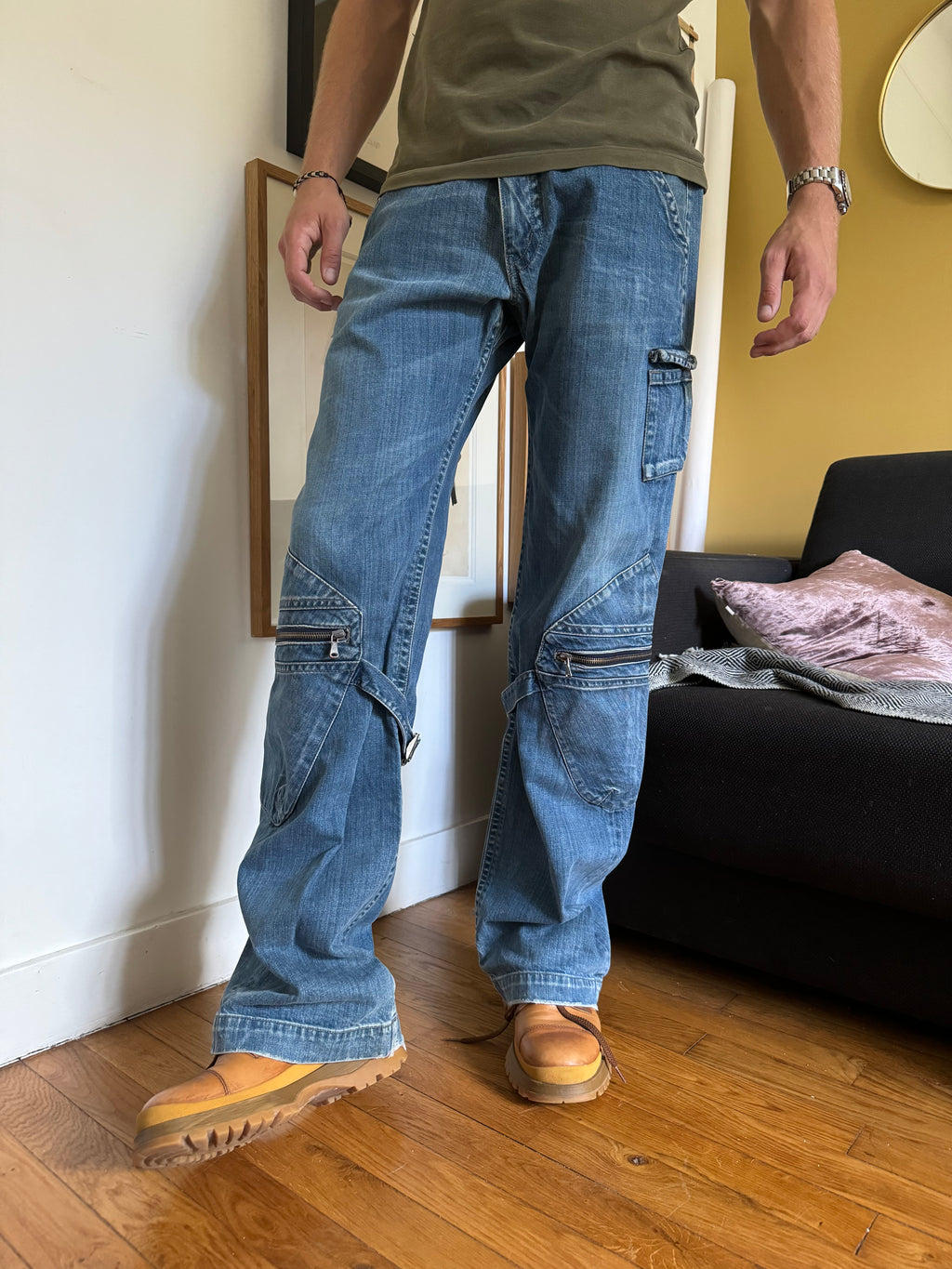 2000s Armani Bondage Cargo Denim Jeans