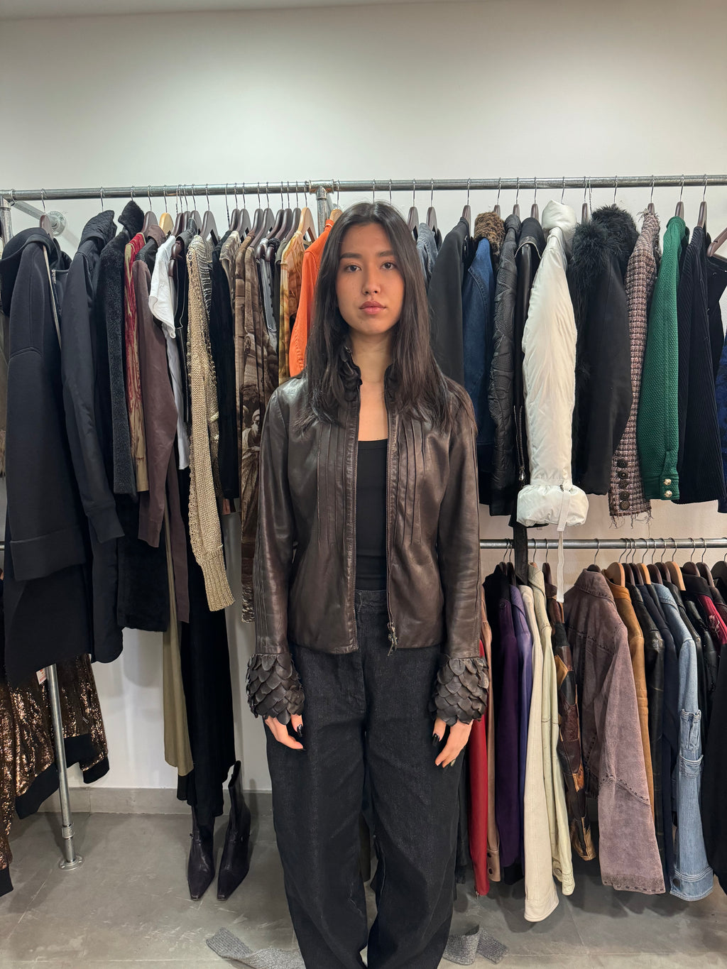 AW2009 Emporio Armani Black Bird Leather Jacket