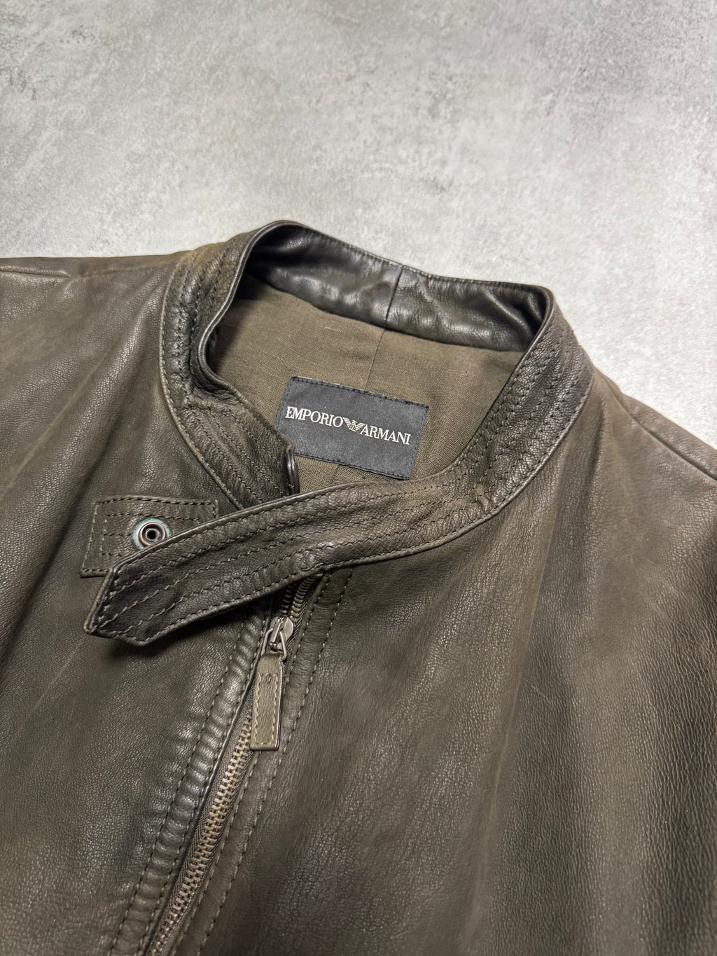 AW2009 Emporio Armani Brown Leather Wool Embelishments Jacket