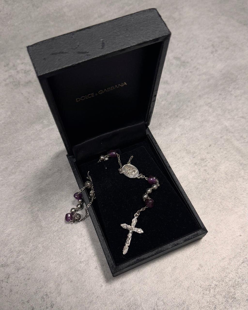 Dolce & Gabbana Purple Crystal Rosary Necklace