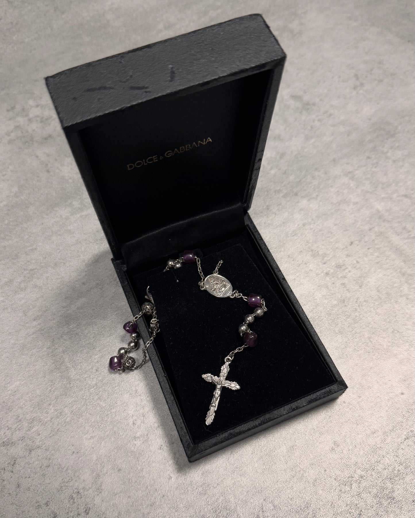 Dolce & Gabbana Purple Crystal Rosary Necklace (OS)