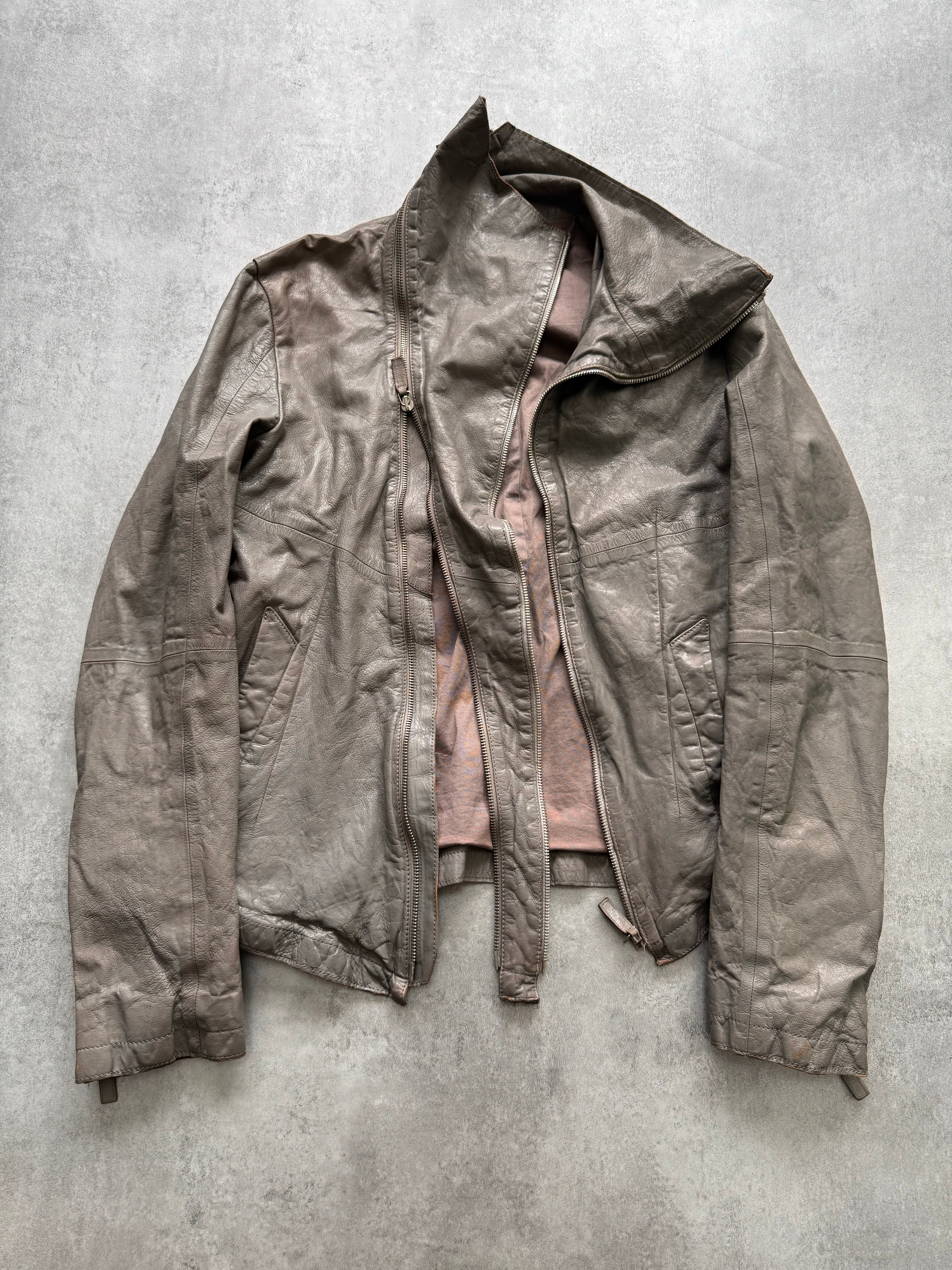 SS2012 Emporio Armani Asymmetrical Brut Leather Jacket