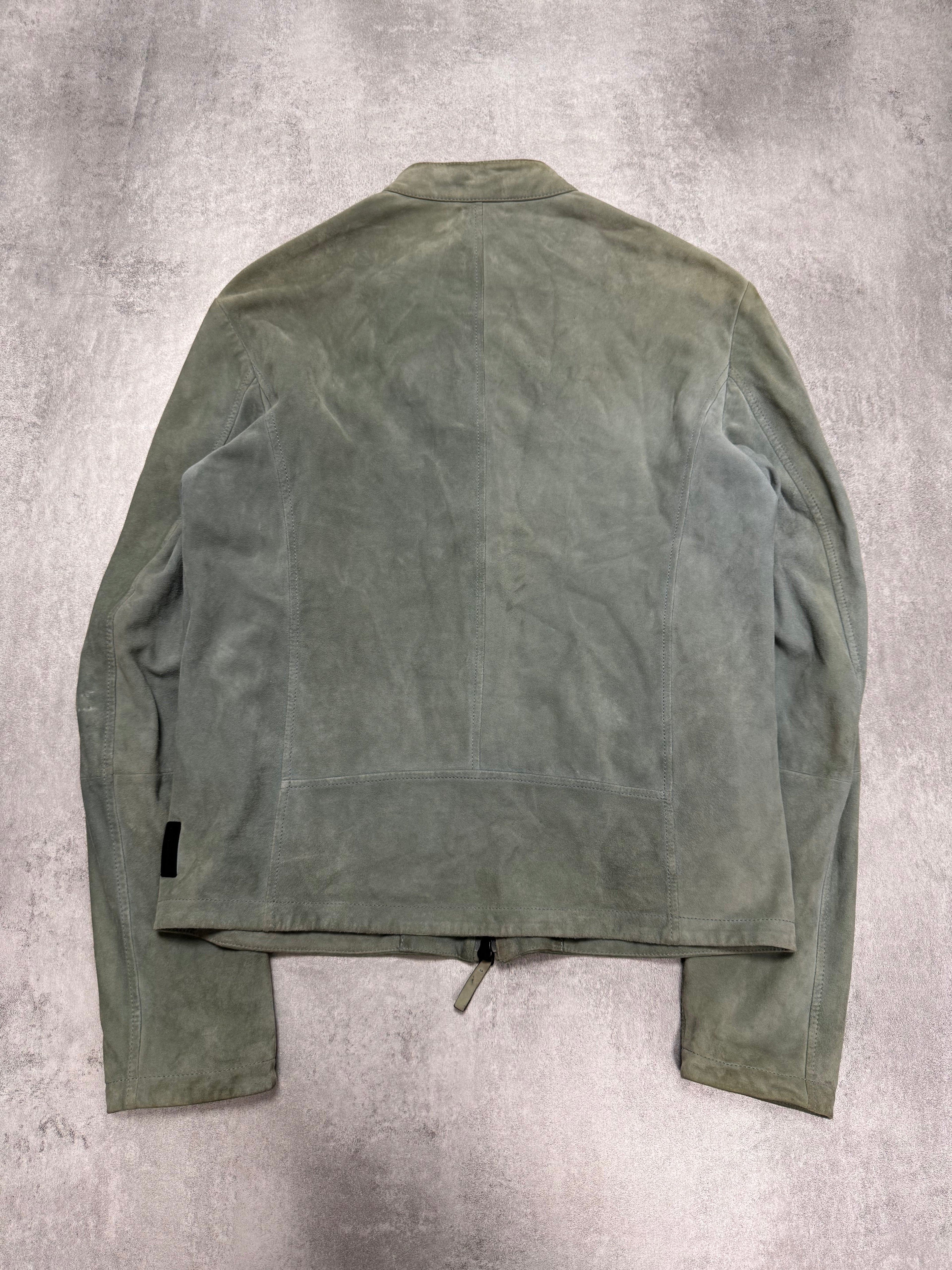 SS2019 Emporio Armani Alga Green Suede Leather Jacket