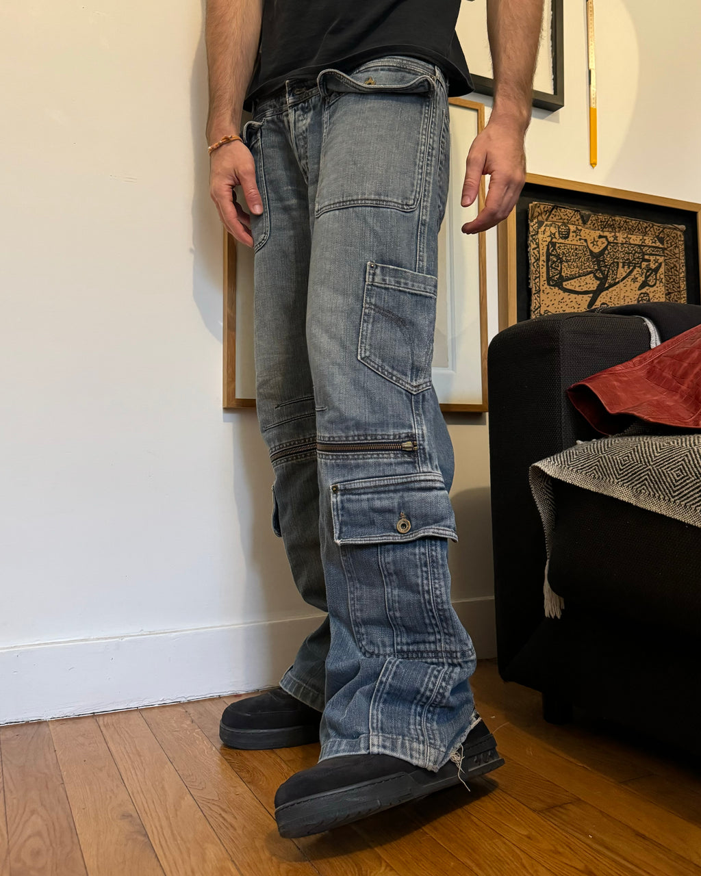 AW2003 Dolce & Gabbana Waisted Masterpiece Faded Denim Cargo