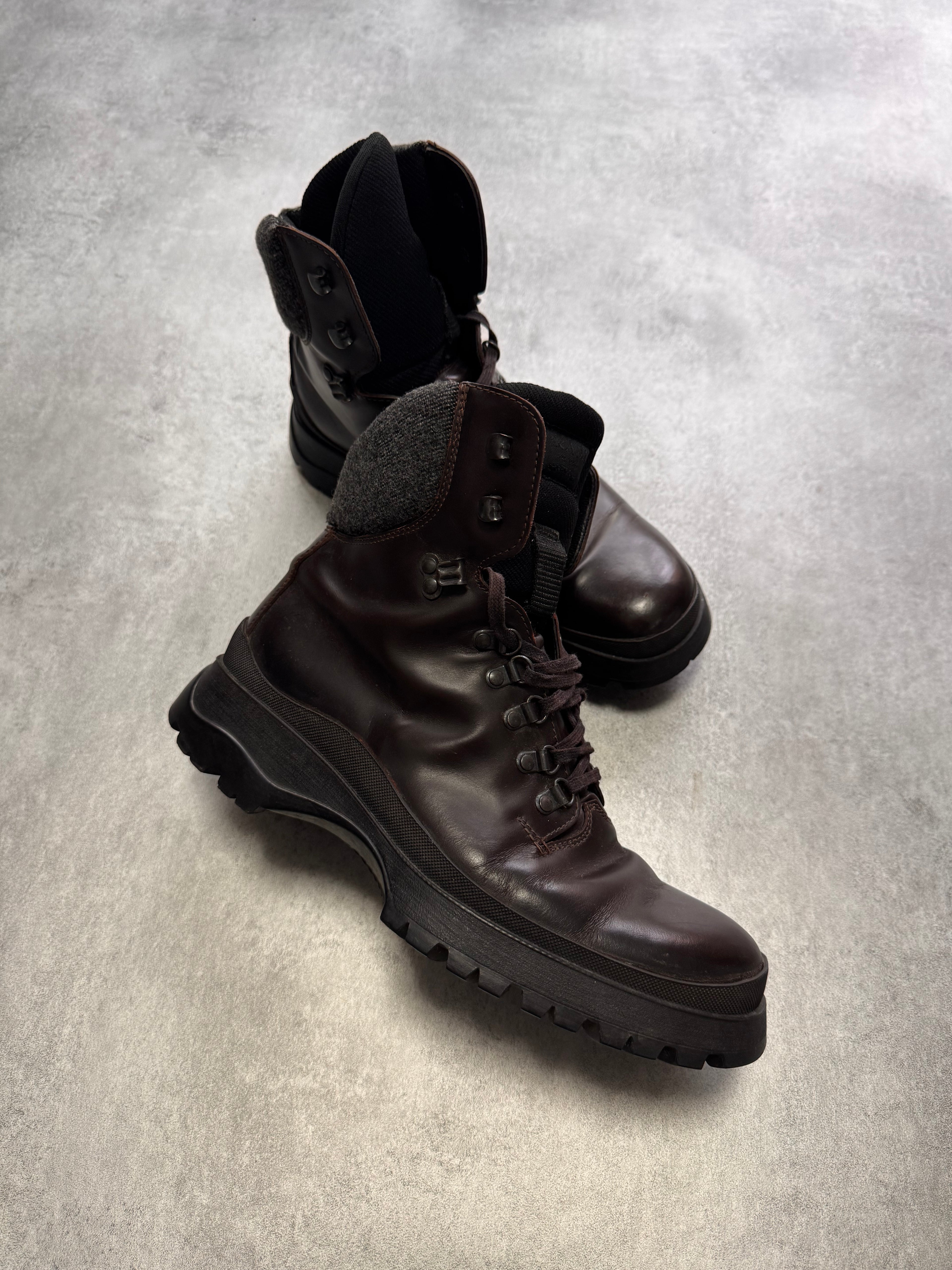 FW1999 Prada Brown Leather Hiking Boots