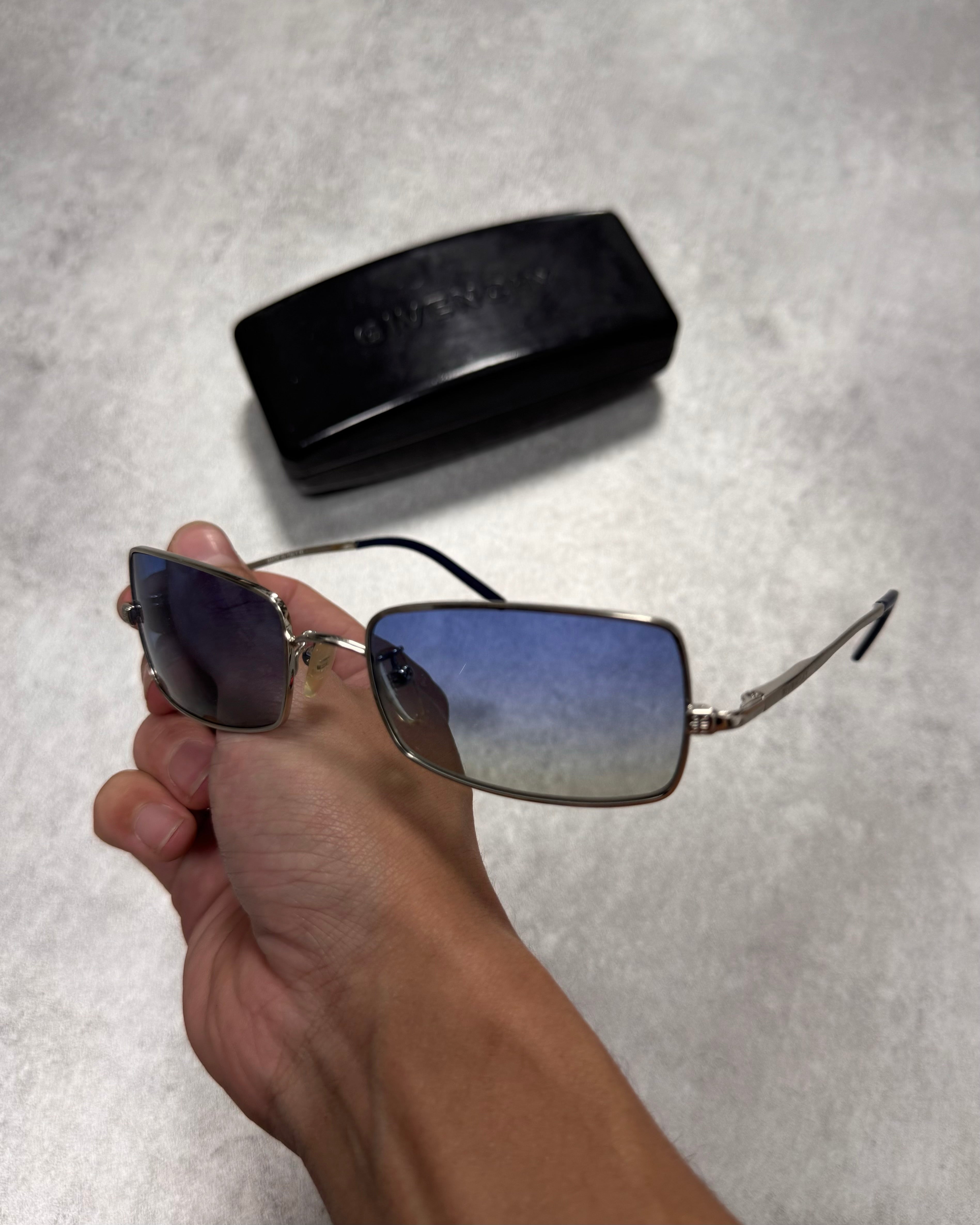 2000s Givenchy Soft Blue Rectangle Sunglasses