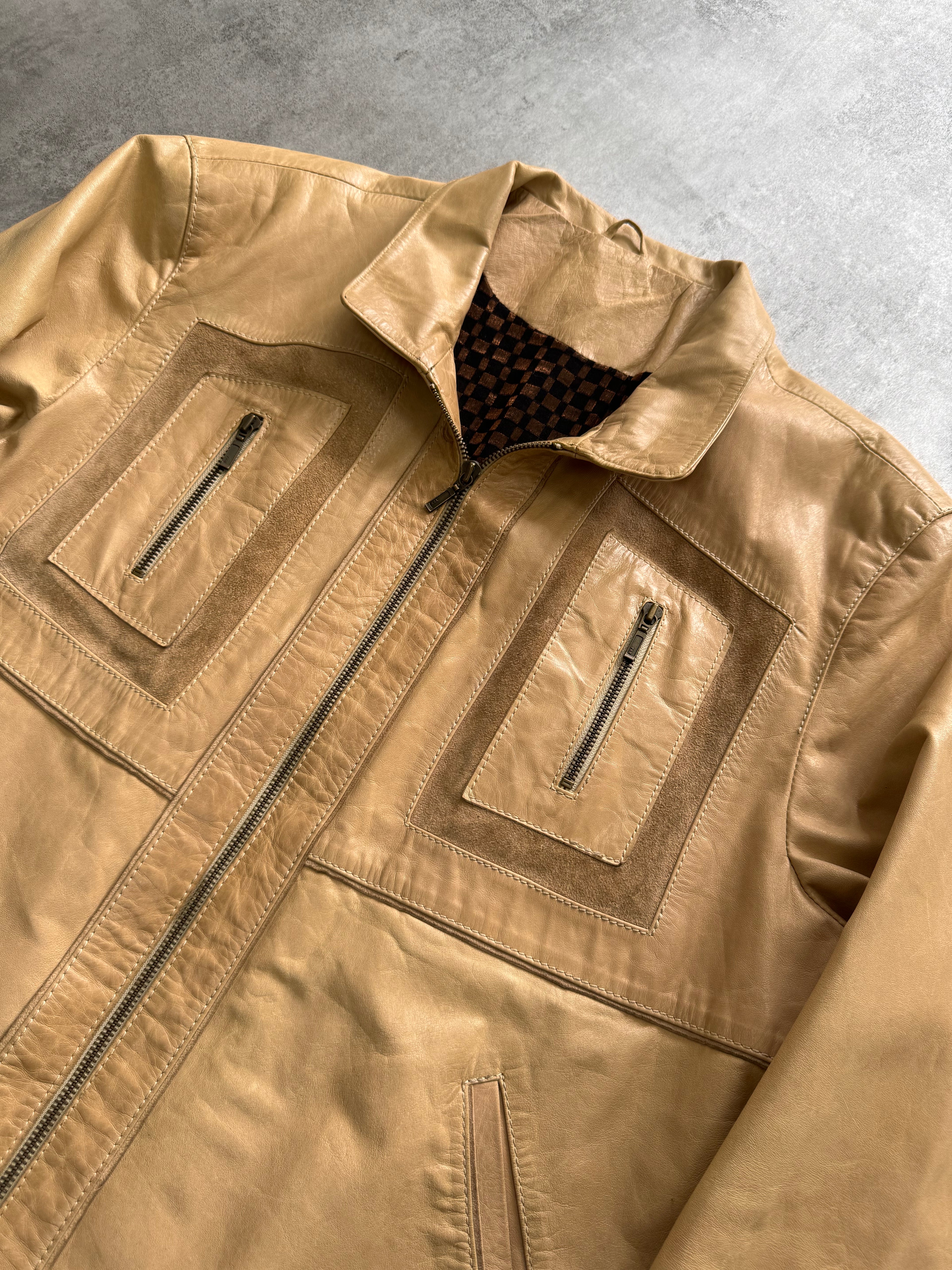 SS2012 Dolce &amp; Gabbana Revolution 沙色皮夹克 (L/XL)