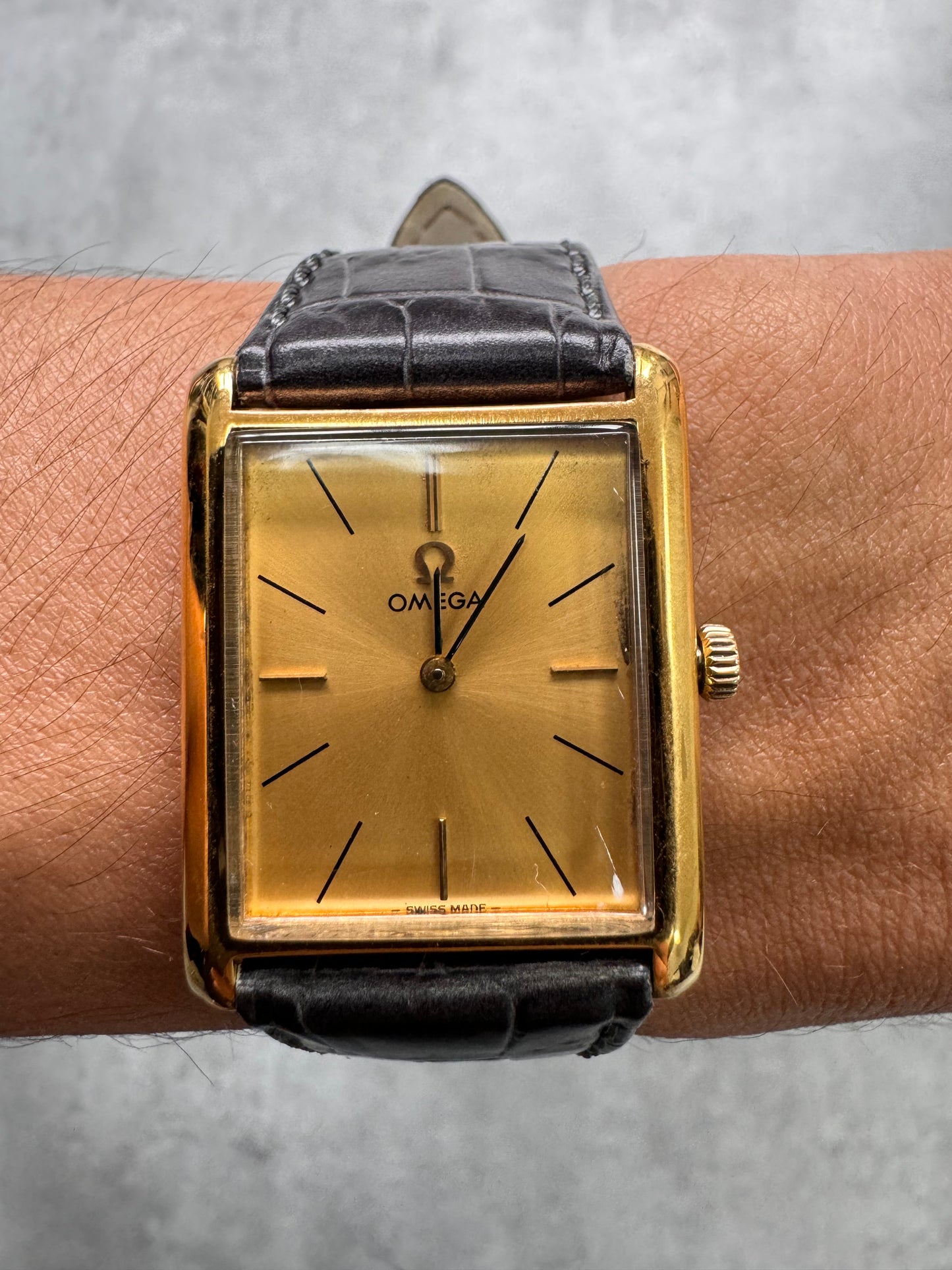 1970s Omega Gold Plated Case Tank Manual Watch (OS)