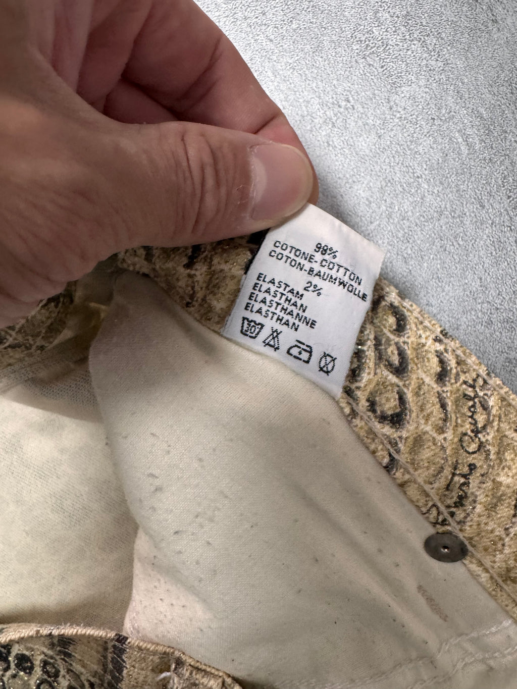 1990s Roberto Cavalli Bees Caramel Scales Pants