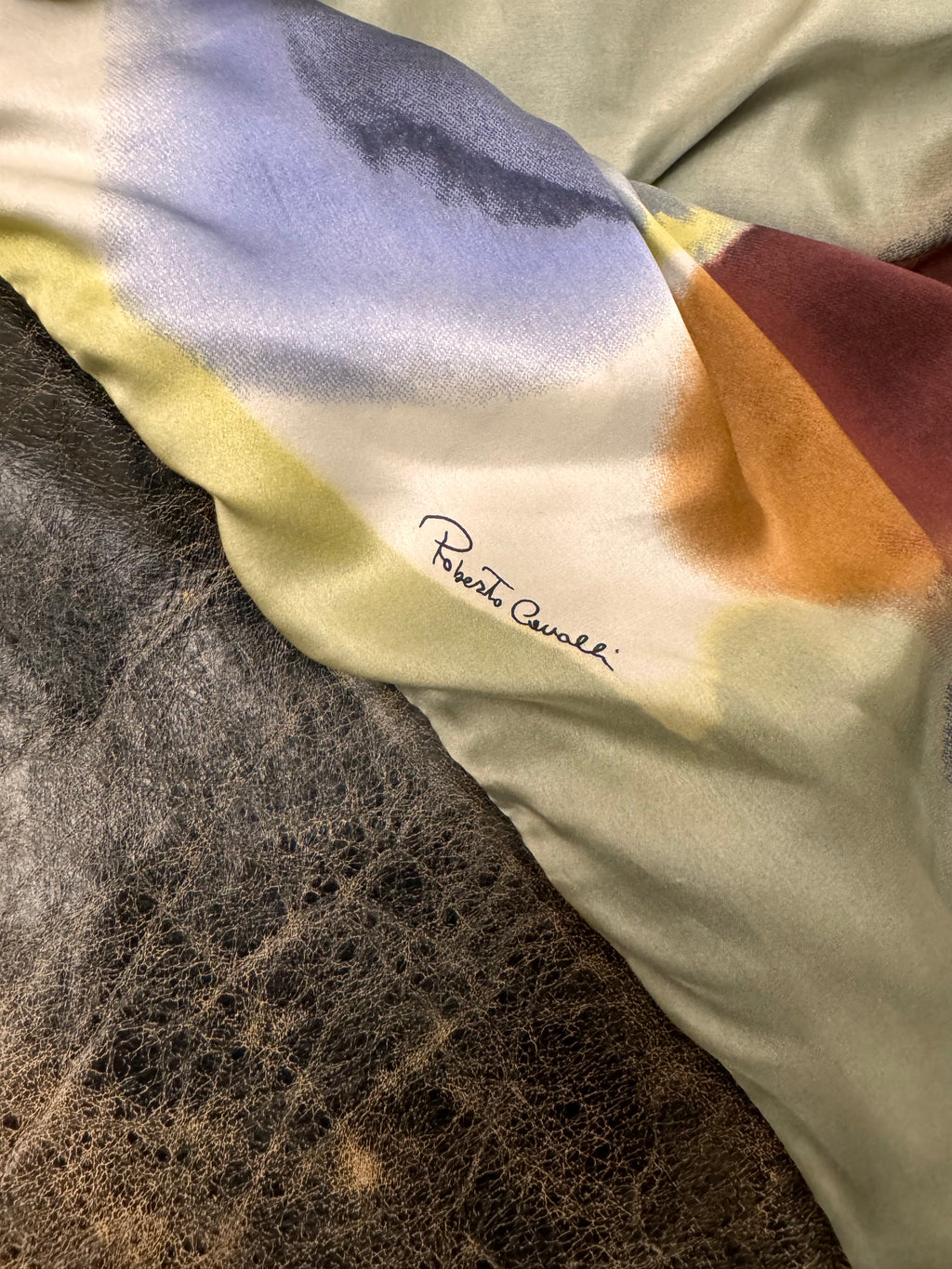 SS2000 Roberto Cavalli 手工短款仿旧皮夹克（S/M）