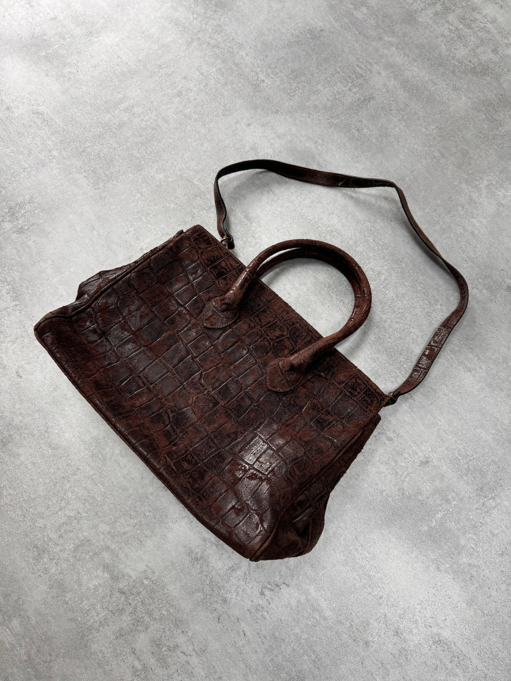 2000s Just Cavalli Embossed Crocodile Effect Hanbag