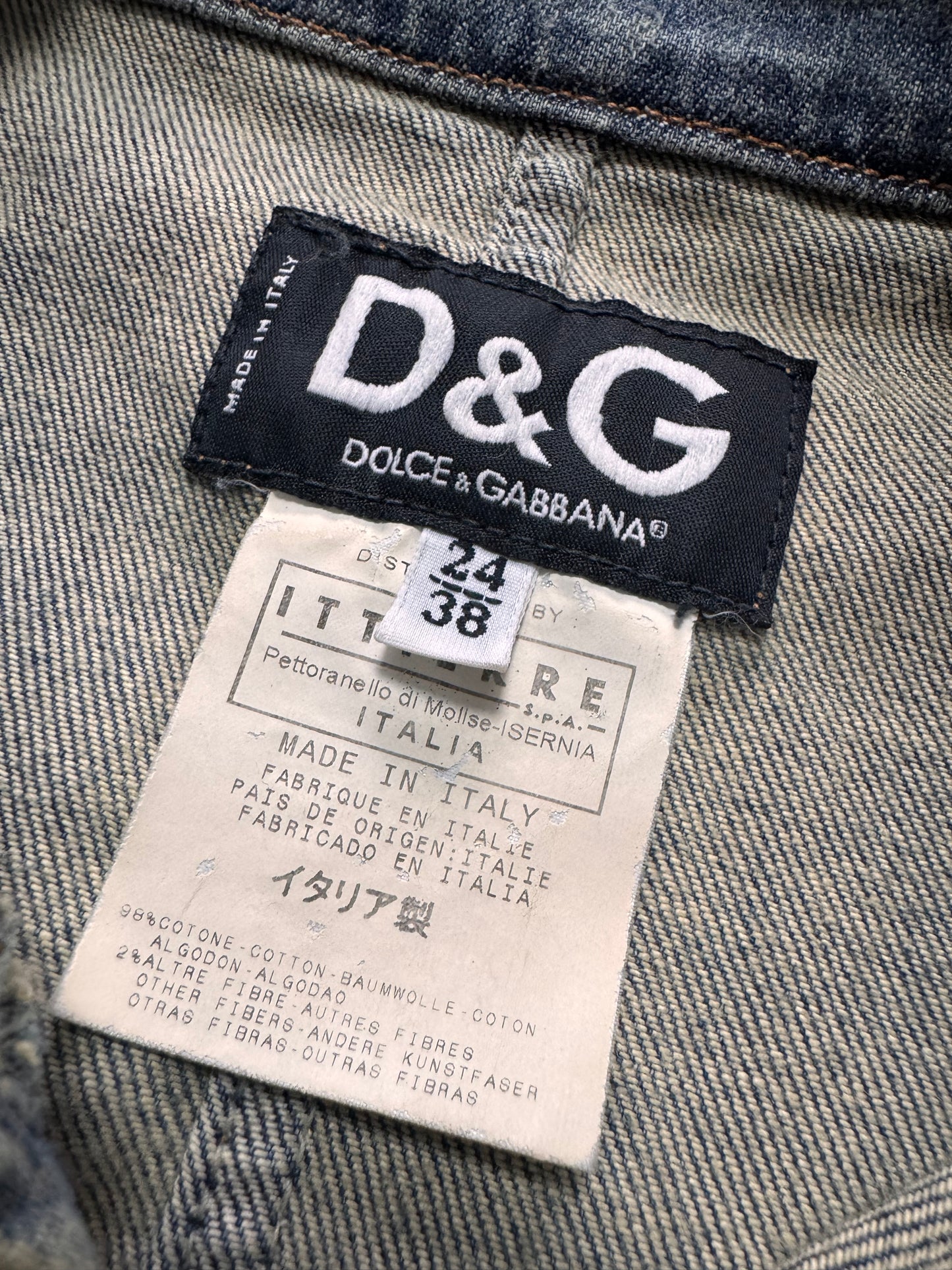 2000s Dolce & Gabbana Sun Faded Fitted Denim Jacket (XS)