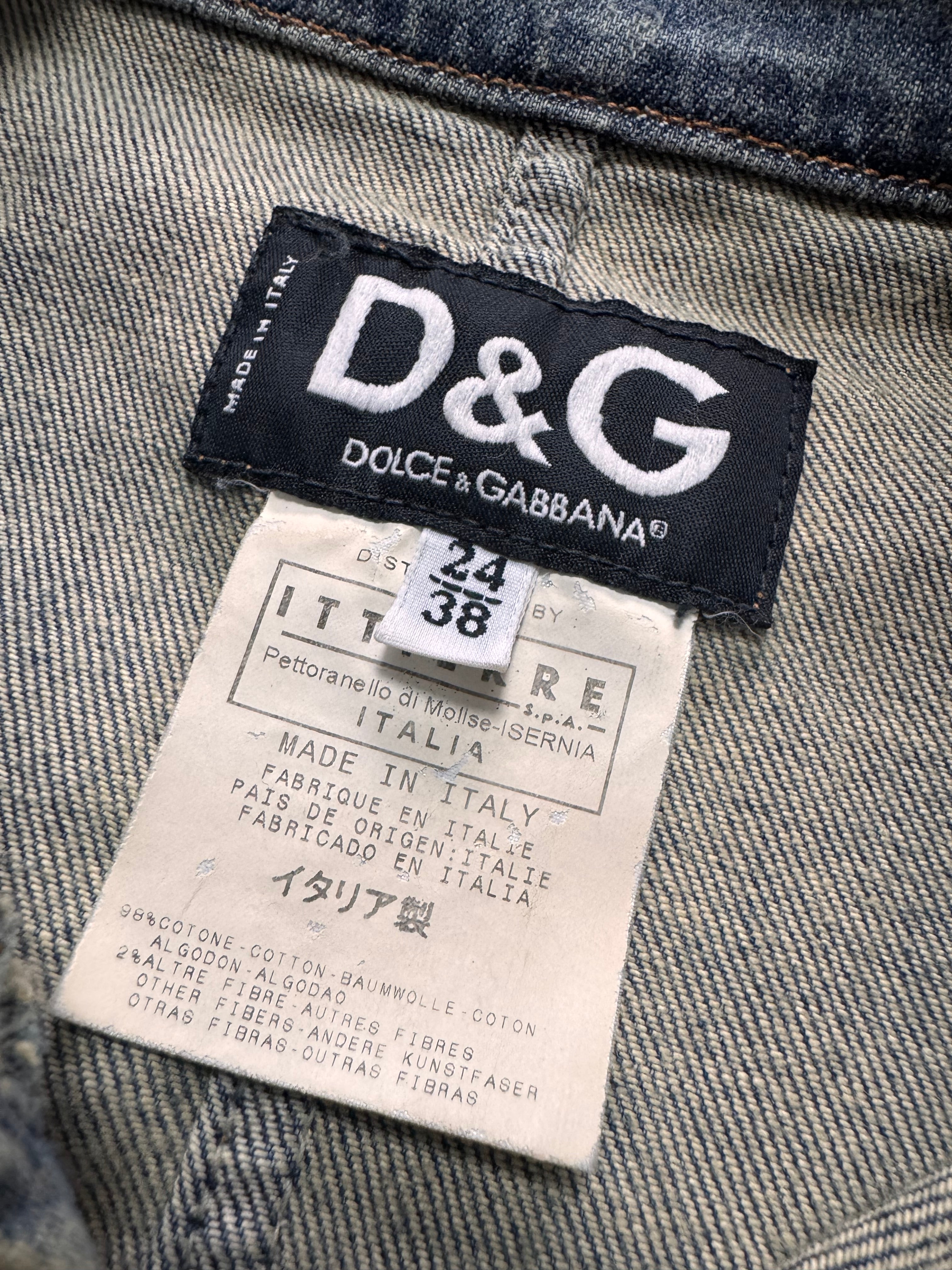 2000s Dolce & Gabbana Sun Faded Fitted Denim Jacket
