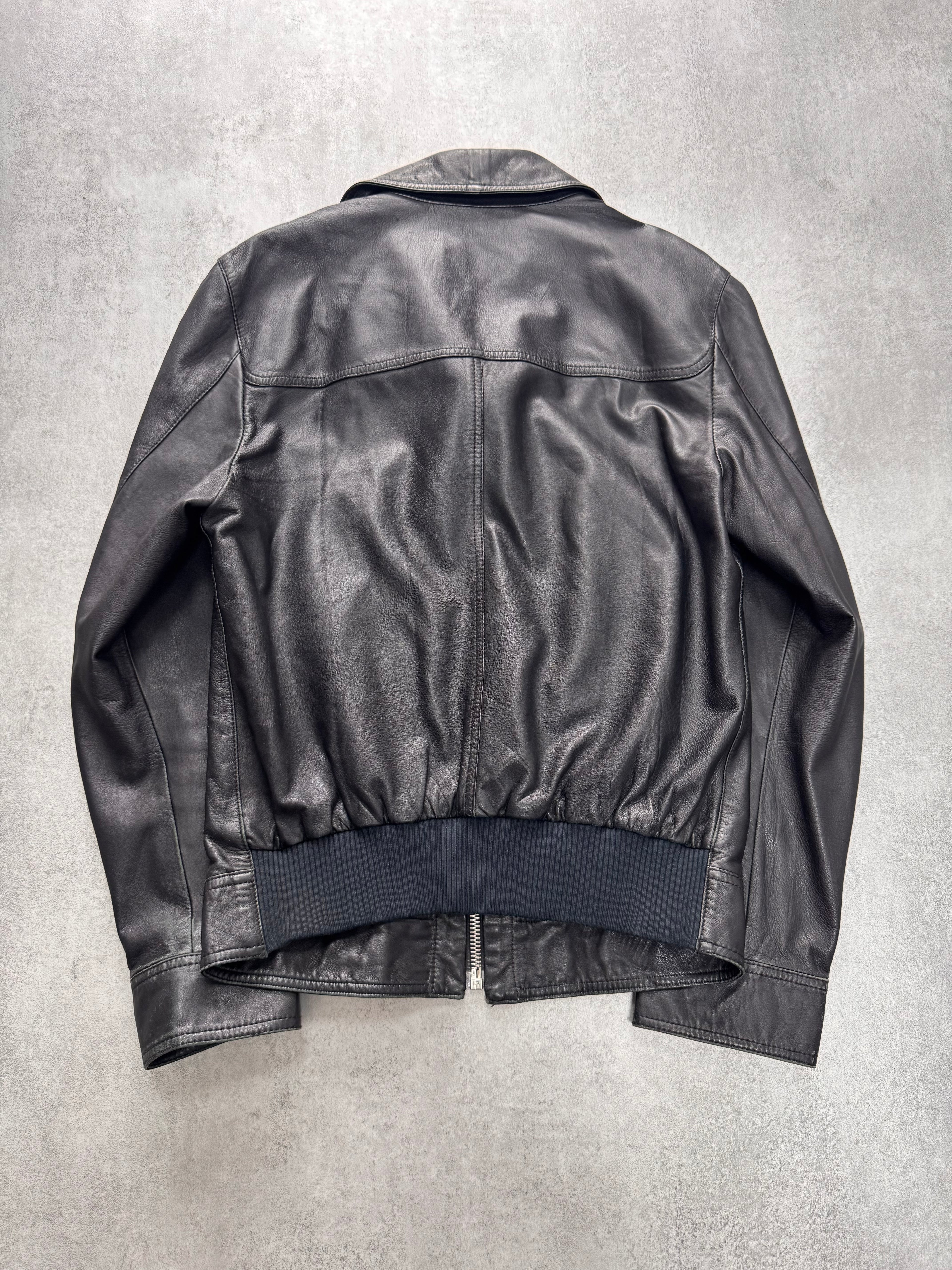2000s Dolce & Gabbana Spy Black Leather Jacket