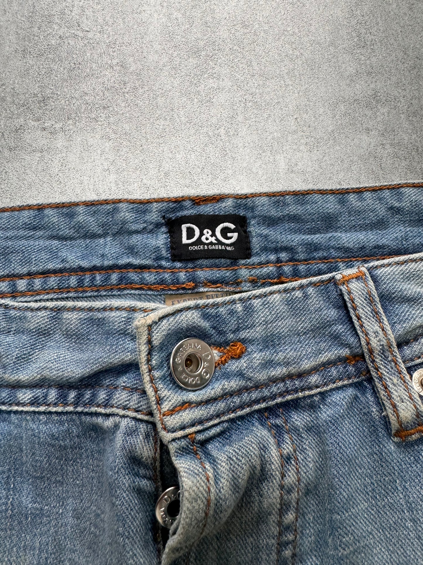 2000s Dolce & Gabbana Patches Blue Denim Jeans (M)