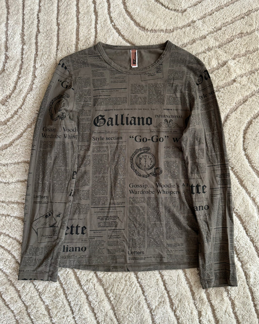 2000s John Galliano Gazette Newspaper Long Sleeve (S)