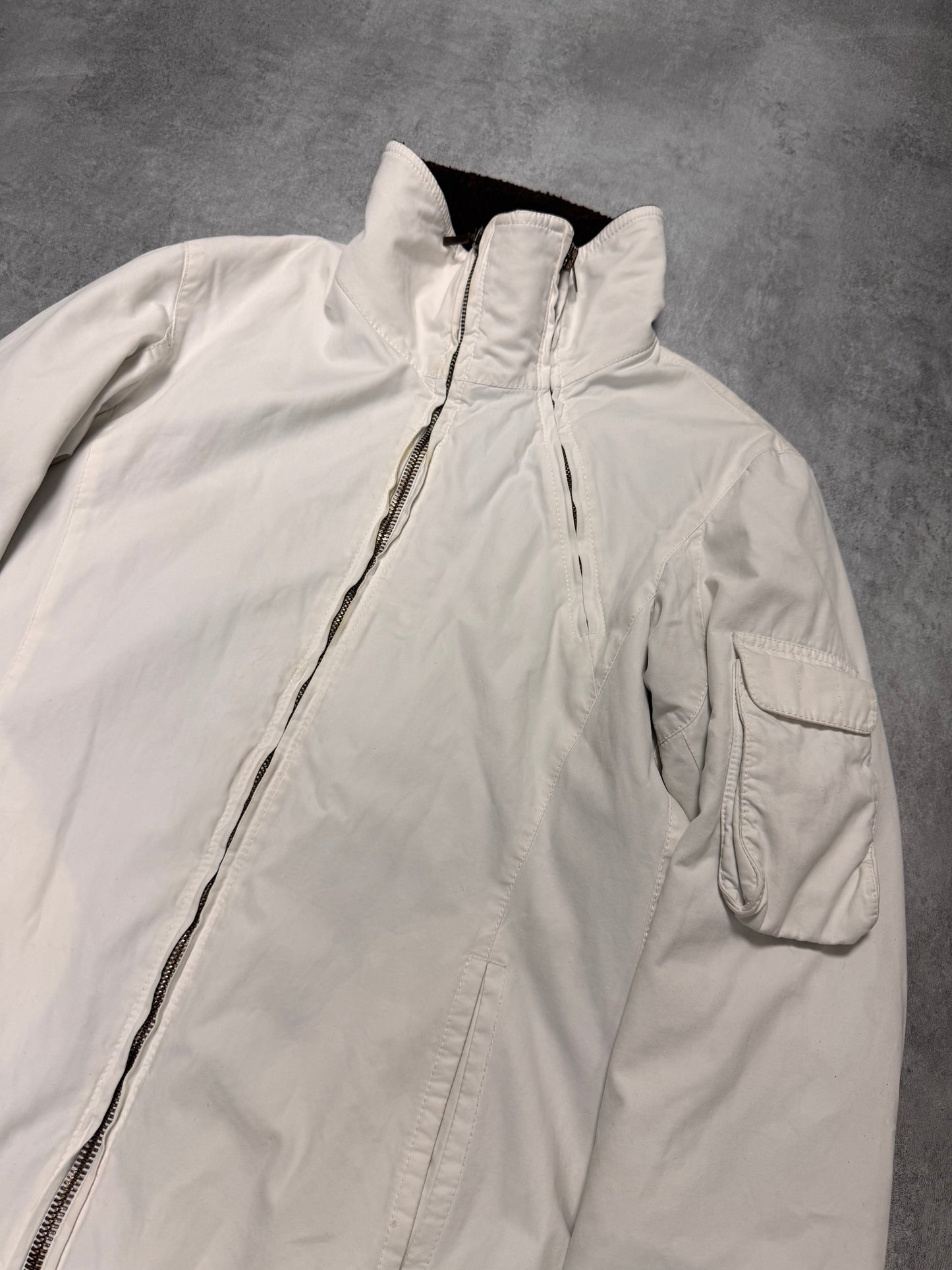 1990s Emporio Armani Snow White Double Zipper Jacket (M/L)