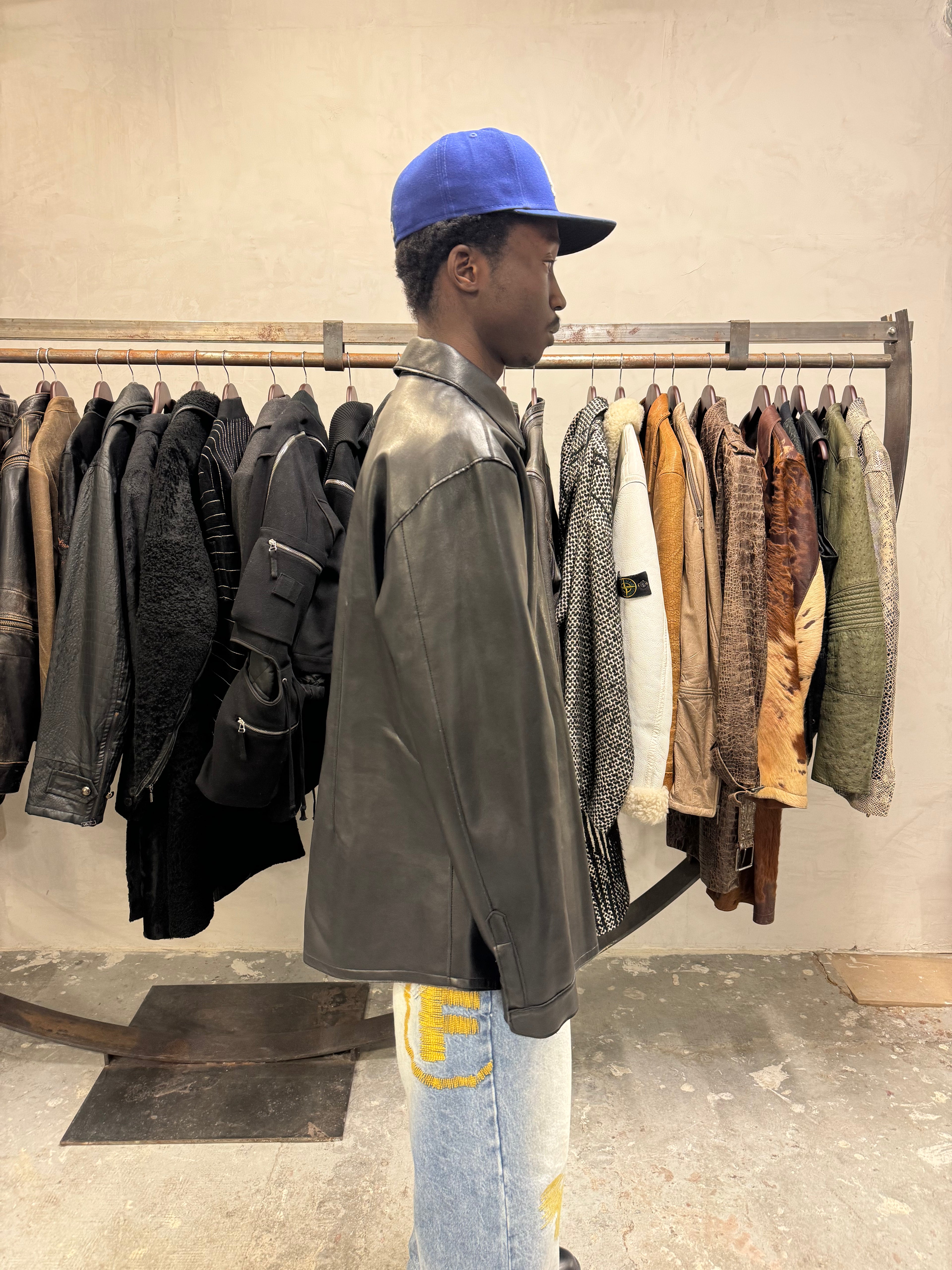 AW1996 Emporio Armani Black Leather Soft Italian Jacket (L/XL) - 4