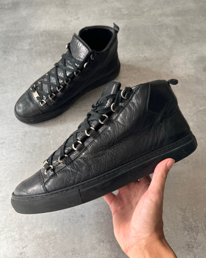 Balenciaga Arena High Black Cracked Leather Sneakers (45eu/us11)