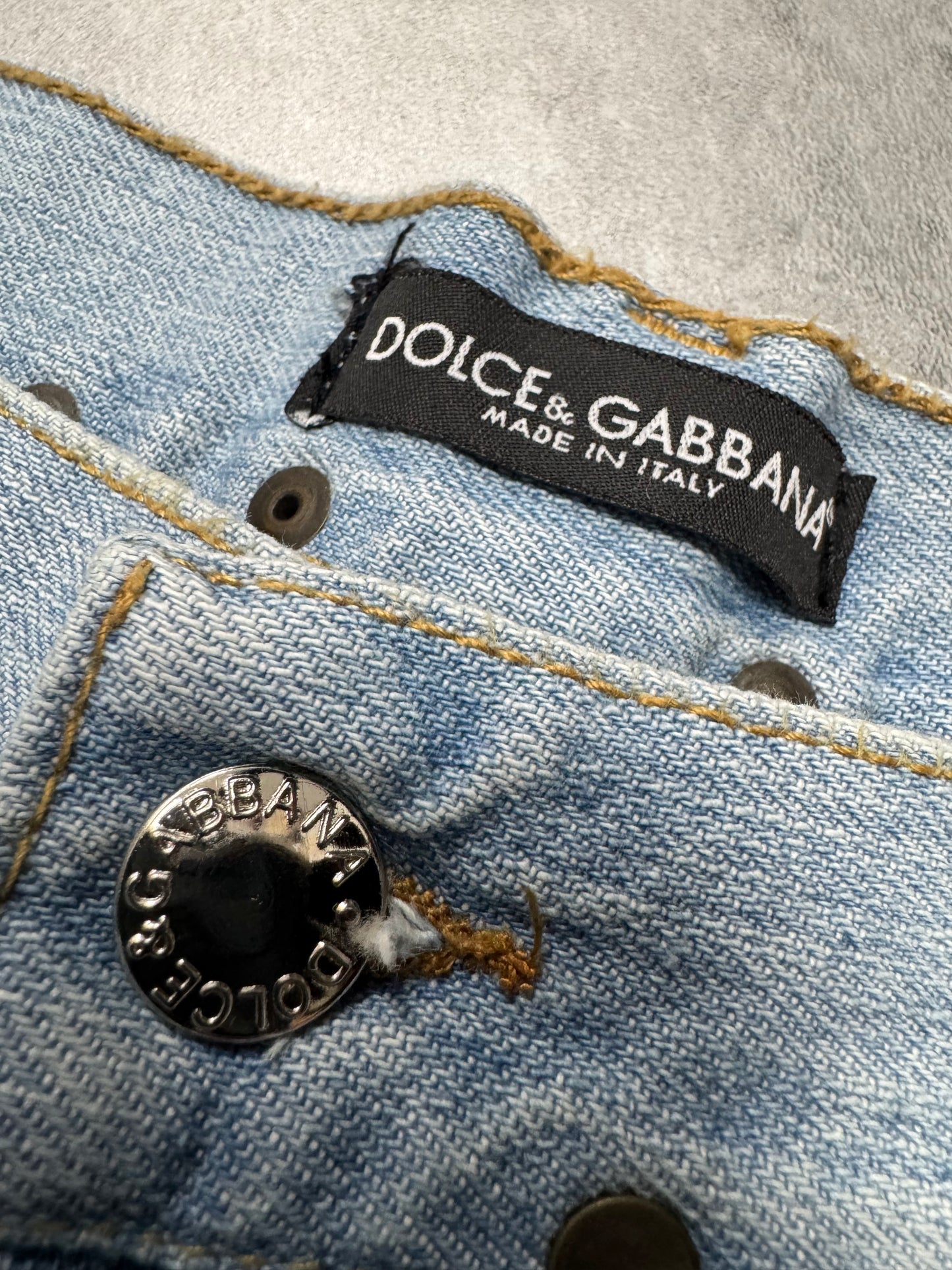 SS2006 Dolce & Gabbana Haiwai Honolulu Embroideries Distressed Denim Jeans (M/L)