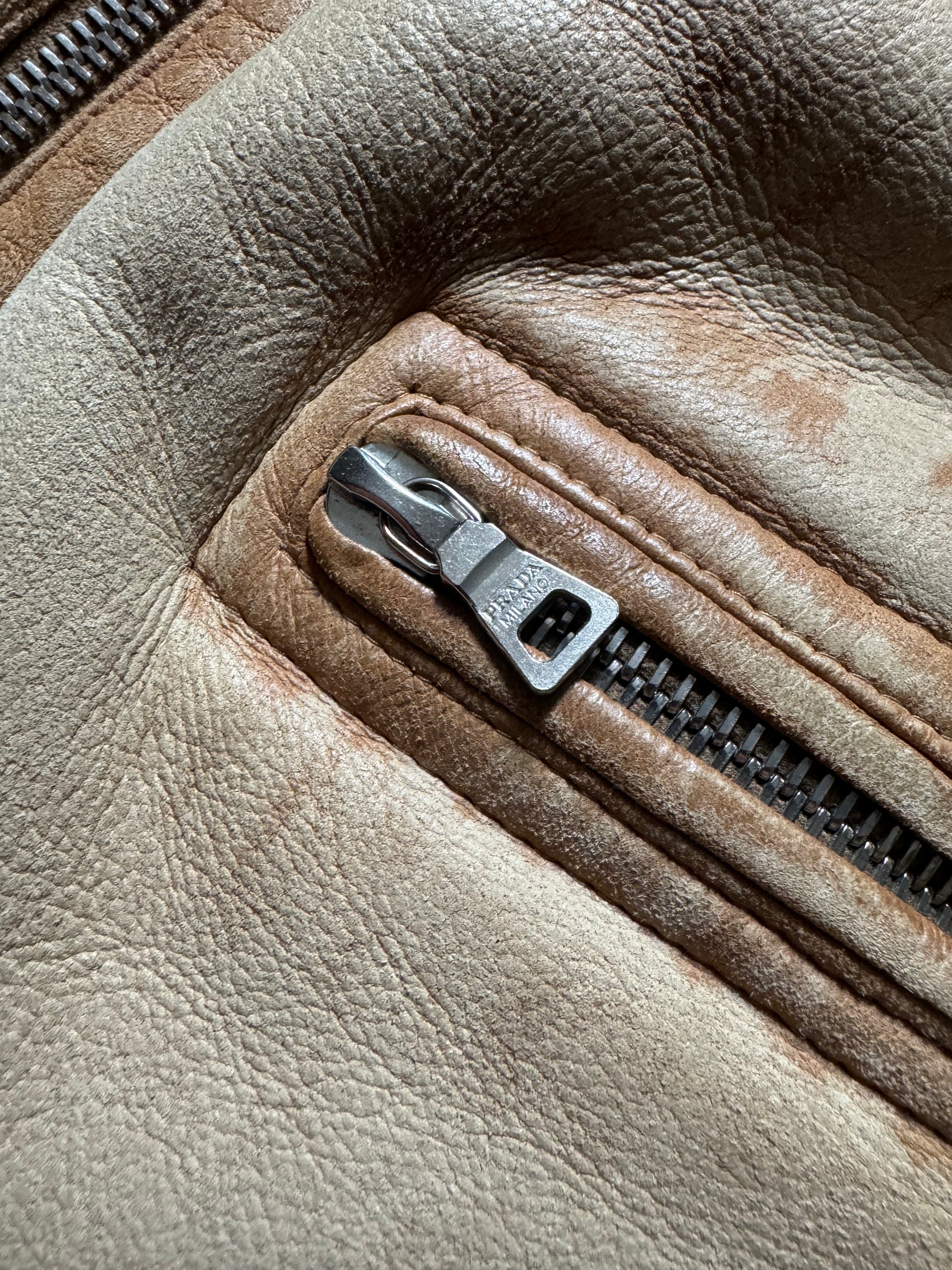2000s Prada Premium Camel Shearling Leather Jacket  (XS) - 10