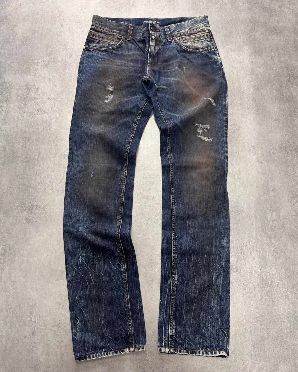 2000s Dolce & Gabbana Dirty Effect Denim Slim Jeans